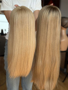 22 "Rubio claro sedoso recto europeo virgen pelo cutícula alineada HD encaje frontal judío Kosher peluca - Product Image 5