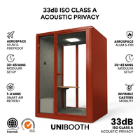 UNIBOOTH Cabine Acoustique de Luxe Privée Ignifuge ASTM-E84 33dB ISO 23351 Installation Rapide en 30-45 Min pour Laboratoire Créatif Atelier OEM ODM