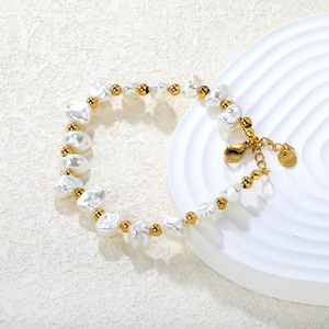 Conjunto de collar y pulsera de perlas irregulares barrocas para mujer, 45cm, 18+3cm, joyería de perlas de agua dulce, estilo francés vintage - Product Image 4