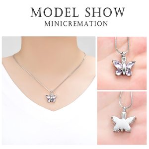 Perhiasan Kremasi Kupu-Kupu untuk Abu - Kalung Urn untuk Abu untuk Wanita - Liontin Kenang-kenangan Abu Perhiasan Memorial Hadiah - Product Image 5