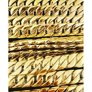 Kalung Rantai Cuban Link Kustom Logam Emas 18K 15mm19mm 32mm Set Kalung dan Tali Anjing Emas - Product Image 2