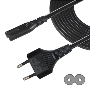 Cable de alimentación para ordenador de la UE, Conector de 2 pines Iec C7, de plomo europeo, modelo 8 Euro