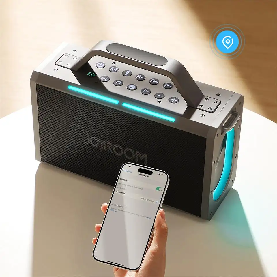 Joyroom-Altavoz Bluetooth 5,3 para interiores y exteriores, sonido estéreo HD, micrófono dual, altavoz inalámbrico con micrófono