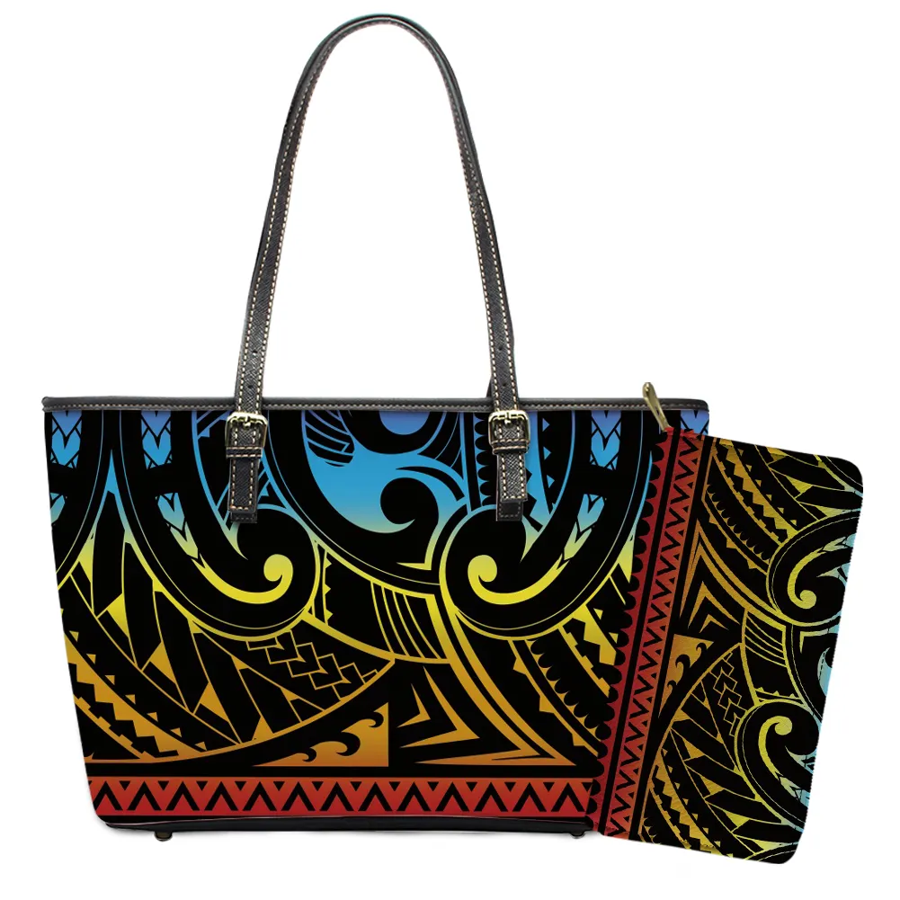 Luxury 2pcs Purses And Handbags Polynesian Style Hawaii Stripe Handbags For Brand Tote Handbag For Women Wholesale Cheap Bag
