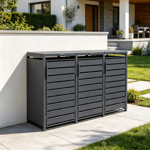 <span class=keywords><strong>Abri</strong></span> pour <span class=keywords><strong>poubelles</strong></span> extérieures en aluminium moderne, anti-rouille, triple, pour <span class=keywords><strong>3</strong></span> <span class=keywords><strong>poubelles</strong></span>, pour bâtiments résidentiels - Product Image 2