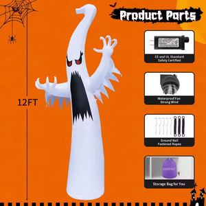 Décorations gonflables d'Halloween personnalisées en gros, fantôme gonflable de 3,6 m de haut avec LED colorées à intensité variable, en liquidation - Product Image 3