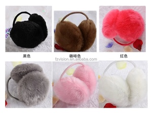 Solid Black <strong>White</strong> Color Unisex Warm Faux Furry Winter Outdoor <strong>Earmuffs</strong> Winter Comfortable Ear Warmer Kids Adult Cute <strong>Earmuff</strong> - Product Image 2