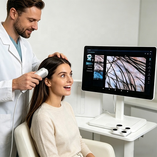 Intelligent AI Scalp Analysis Device Wireless Digital Trichoscopy Machine for Hair Multi-Spectrum Follicle Counting Scanner