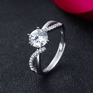 Anillo De Acero Inoxidable Simple Twist Band Diamond <b>Ring</b> <b>Adjustable</b> Open Zircon Wedding <b>Ring</b> Engagement Copper <b>Rings</b> for Bridal - Product Image 5