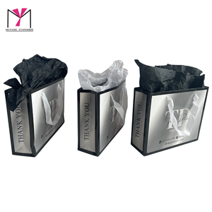TD HAIR GO Luxury Paper Bags Set with <b>Drawstring</b> <b>Pouches</b> and Ribbon Handles Silver Foil Stamping Fashion Accessories - Product Image 2