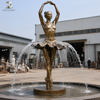 Sculpture de ballerine en bronze, statue de femme dansante personnalisée, fontaine pour la décoration extérieure de villa, hôtel, complexe hôtelier, jardin, bord de piscine