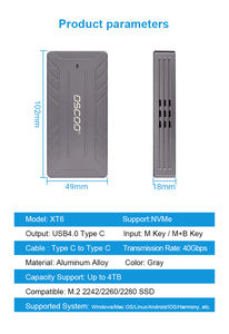 Estuche Portátil USB4.0 Tipo-C <span class=keywords><strong>para</strong></span> SSD M.2 NVMe 2242/2260/2280 de hasta 4TB - Product Image 6