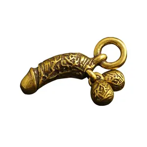 Porte-clés avec pendentif en forme de pénis, artisanat Vintage en laiton, JJ racines de vie, CA219