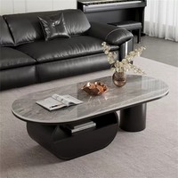 Table basse ovale en marbre de luxe italien avec tiroir, style moderne et minimaliste, décorative et écologique, pour salon et maison