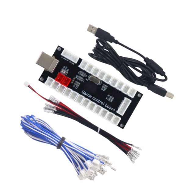 1 Player Black Arcade Game USB Encoder 12V Zero Delay Arcade Button Joystick Controller Plastic PCB for Retropie Raspberry MAME