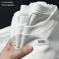 Camiseta de Manga Corta para Hombre, de Alta Calidad, Seda/Algodón, Corte Regular, Logotipo Trasero Tejido, Color Sólido, Impresión Personalizada, Elegante