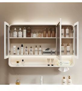 Arc Wall Mounted Bathroom Mirror Cabinet Vanity Mirror with LED <strong>Light</strong> Anti Fog Storage Cabinet Space Saving Bathroom Organizer - Product Image 6