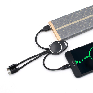 Logotipo LED 3 en 1 Cargador corto Tipo-<span class=keywords><strong>C</strong></span> Cable <span class=keywords><strong>USB</strong></span> 14cm Chaqueta trenzada de nylon Teléfonos móviles Cable electrónico - Product Image 5