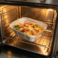 Barquette alimentaire rectangulaire en aluminium jetable robuste pour traiteur et livraison de repas