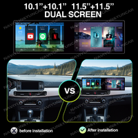 Autoradio multimédia universel sans fil double écran 23,8 pouces avec Carplay et Android 13, lecteur vidéo, navigation, stéréo GPS et caméra RGB