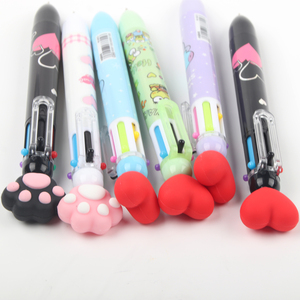 Stylo bille pour enfants, 6 couleurs, avec forme 3D mignonne en forme de cœur/patte, logo personnalisé en couleur, stylo 6 en 1, papeterie - Product Image 4