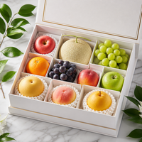 Boîte Cadeau Blanche pour Fruits Mixtes avec Compartiments, Bordure Dorée, Logo Personnalisé, Emballage de Luxe pour Panier de Fruits, Vente en Gros pour Marques