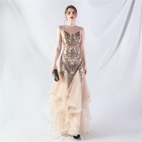31956 # nouveau filet dur positionnement fleur perle couture maille danse chaude célébration Performance robe