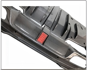 Parachoques trasero de coche de fibra de carbono más vendido de 2015 + para Mercedes Benz Clase C W205 C63 modelo Imp modificado con labio trasero iluminado - Product Image 3
