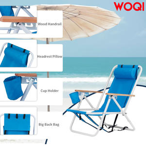 เก้าอี้ชายหาดพับได้ Woqi สีฟ้า ผ้า Oxford ปรับเอนได้ พกพาสะดวก พร้อมที่วางแก้ว รับน้ำหนักได้ 120 กก. - Product Image 4