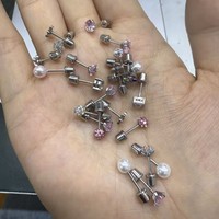 HWASAN Ensemble de clous d'oreille en acier inoxydable de haute qualité pour femmes, motif cœur, en stock