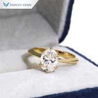 Tianyu Gems Bijoux fins personnalisés 14k 18k Mossanite Or jaune massif Mariage Moissanites Bagues de fiançailles ovales pour femme