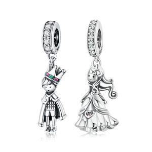 Bracelet original en argent Sterling 925 pour femmes, pendentif jolie petite princesse <span class=keywords><strong>Prince</strong></span>, bijoux d'origine ou de collier, nouvelle collection - Product Image 1