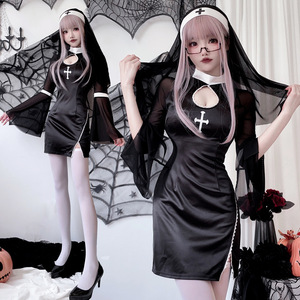 Halloween mujer monja <span class=keywords><strong>Sexy</strong></span> Cosplay <span class=keywords><strong>disfraz</strong></span> monja <span class=keywords><strong>disfraz</strong></span> Cruz oscuro gótico Cosplay - Product Image 5