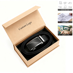 Caja Magnética Personalizada Hecha a Mano con Logotipo, Empaque de Papel Kraft para Regalo de Cinturón de Cuero de Lujo - Product Image 1