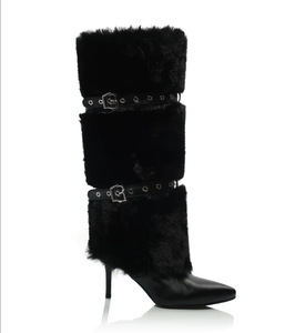 Nouvelles Bottes <span class=keywords><strong>Femme</strong></span> Hiver-Été au-dessus du Genou, Fermeture Éclair, <span class=keywords><strong>Talon</strong></span> Aiguille Super Haut, Dessus en Fourrure Moelleuse, Bout Pointu, Tendance - Product Image 1