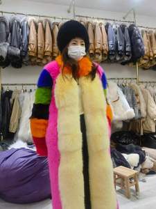 2022 nouvelle mode personnalisé femmes moelleux pleine longueur fourrure veste arc-en-ciel coloré réel renard fourrure <span class=keywords><strong>manteau</strong></span> pour dames - Product Image 2