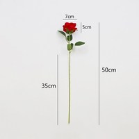 Rose artificielle en velours rouge à tige unique, toucher réel, pour mariage, nouvel an, remise de diplôme, décoration de Noël