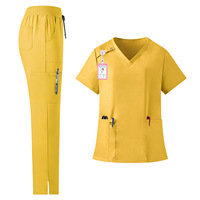 Ensemble d'uniformes de travail respirants en maille pour médecins, infirmières, salons de beauté, spas, avec blouses à col en V et pantalons de travail (jogging)