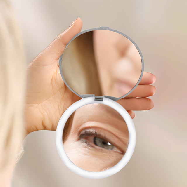 Wholesale Compact Double-Sided LED Lighted Pocket Makeup Mirror