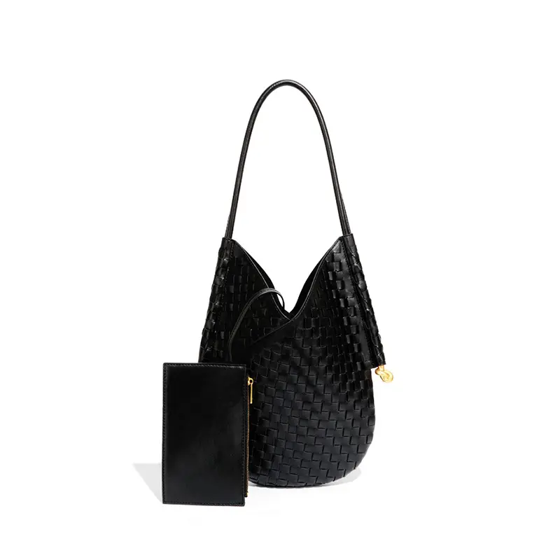 Wholesale simple casual braided bag french premium feeling tote handbags for women large capacity underarm bag