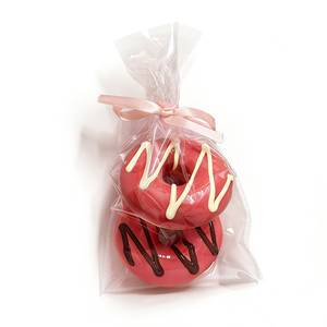 Ensemble de desserts au chocolat en forme de donut en plastique de 4 pouces, fraises, 2 pièces, nœud papillon, cadeau mignon, confiture, friandises sucrées, décoration, écologique - Product Image 1