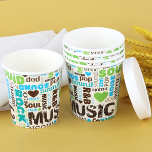 Bol à soupe rond en papier kraft jetable contenant des aliments à emporter tasse à salade et nouilles emballage écologique - Product Image 1