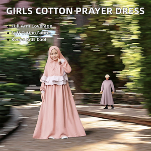Nouvelle conception Ensemble de prière Abaya musulmane en coton respirant pour enfants pour filles - Product Image 2