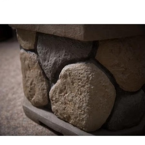 Foyer d'extérieur octogonal de 21 pouces Foyer en pierre naturelle avec support à oxyde de magnésium et charbon de bois - Product Image 6