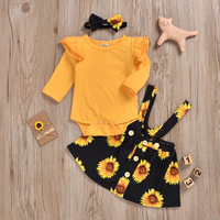 Ensemble de 2 robes pour filles, imprimé tournesols, vêtements pour enfants, fleurs, robes pour bébés filles