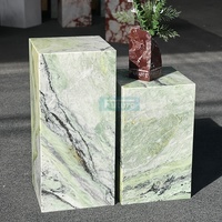 Table basse Cube, ensemble de socles haut et bas, marbre vert, pour salon, chambre, entrée, convertible, extensible, moderne, minimaliste, de luxe