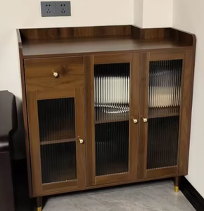 Buffet nordique moderne avec poignées métalliques, rangement multifonctionnel mural intégré, meuble à thé pour salon - Product Image 3