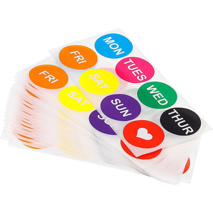 สติ๊กเกอร์วันที่แบบวงกลมสีต่างๆ ขนาด 50 มม. กันน้ำ ติดด้วยตัวเอง สำหรับการจัดระเบียบรายสัปดาห์ - Product Image 4