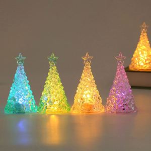 Décorations de Noël pour le bureau, petits cadeaux de Noël, mini sapin de Noël lumineux, veilleuse transparente en cristal - Product Image 4