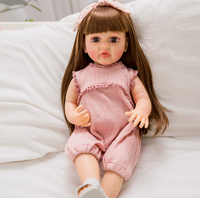 Poupée bébé fille en silicone réaliste, 55 cm (22 pouces), cheveux longs, pour cadeau ou jouet d'enfant